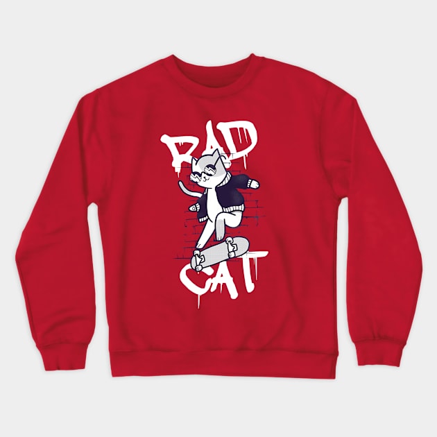 Skater cat Crewneck Sweatshirt by rioz